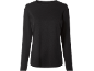 Black long-sleeved t-shirt with a round neckline.