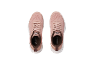 A pair of pale pink sports shoes with white and brown details, viewed from above.
