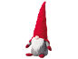 Christmas decorative gnome with a red hat, white beard, and grey body.