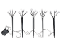 Set of five star-shaped garden stake lights with a control box for outdoor decoration.