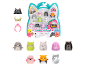 Pack of 8 mini-soft toys with accessories, including a rare surprise.