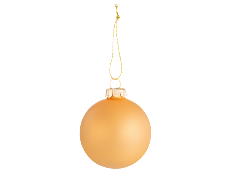 Matte gold Christmas bauble with a gold hanger.