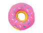 Pink donut with blue and white sprinkles