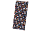 Christmas wrapping paper with Santa, reindeer, snowman, and festive patterns.