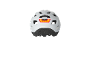 White cycling helmet with an integrated red rear light and power button.