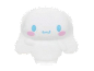 White plush toy with blue eyes and pink cheeks