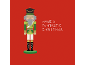 Christmas card with a nutcracker and the text Have a fantastic Christmas on a red background.