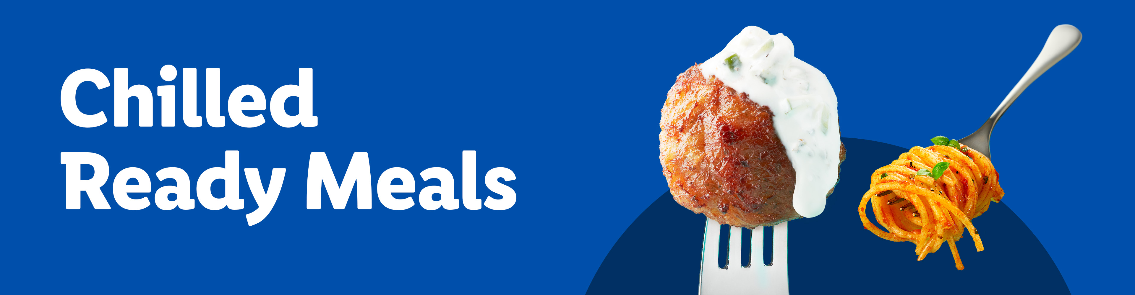 A meatball with white sauce on a fork next to spaghetti on another fork.