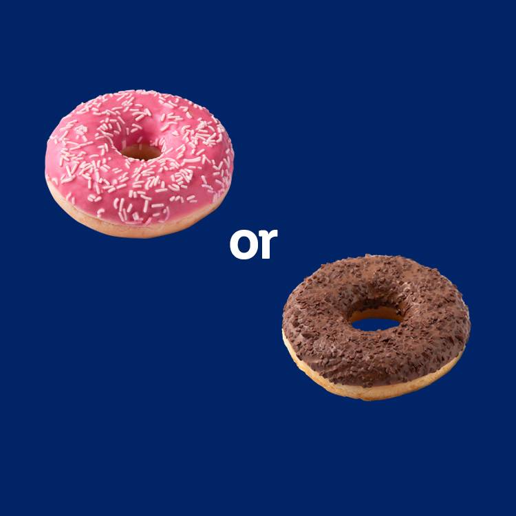 Pink donut with sprinkles or chocolate donut.