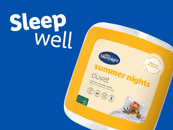 Silentnight Summer Nights duvet packaging promotes comfortable sleep.