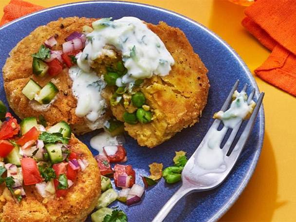 Spicy pea potato cakes