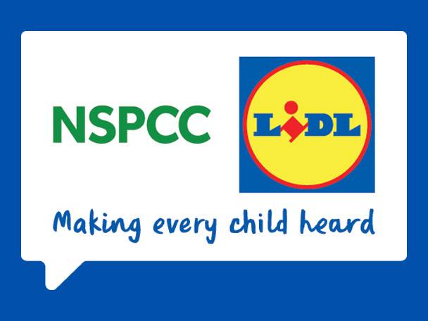 NSPCC and Lidl logos with the slogan 'Making every child heard'.