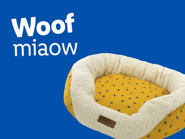 A cozy yellow and white pet bed with a bee pattern, perfect for dogs or cats.