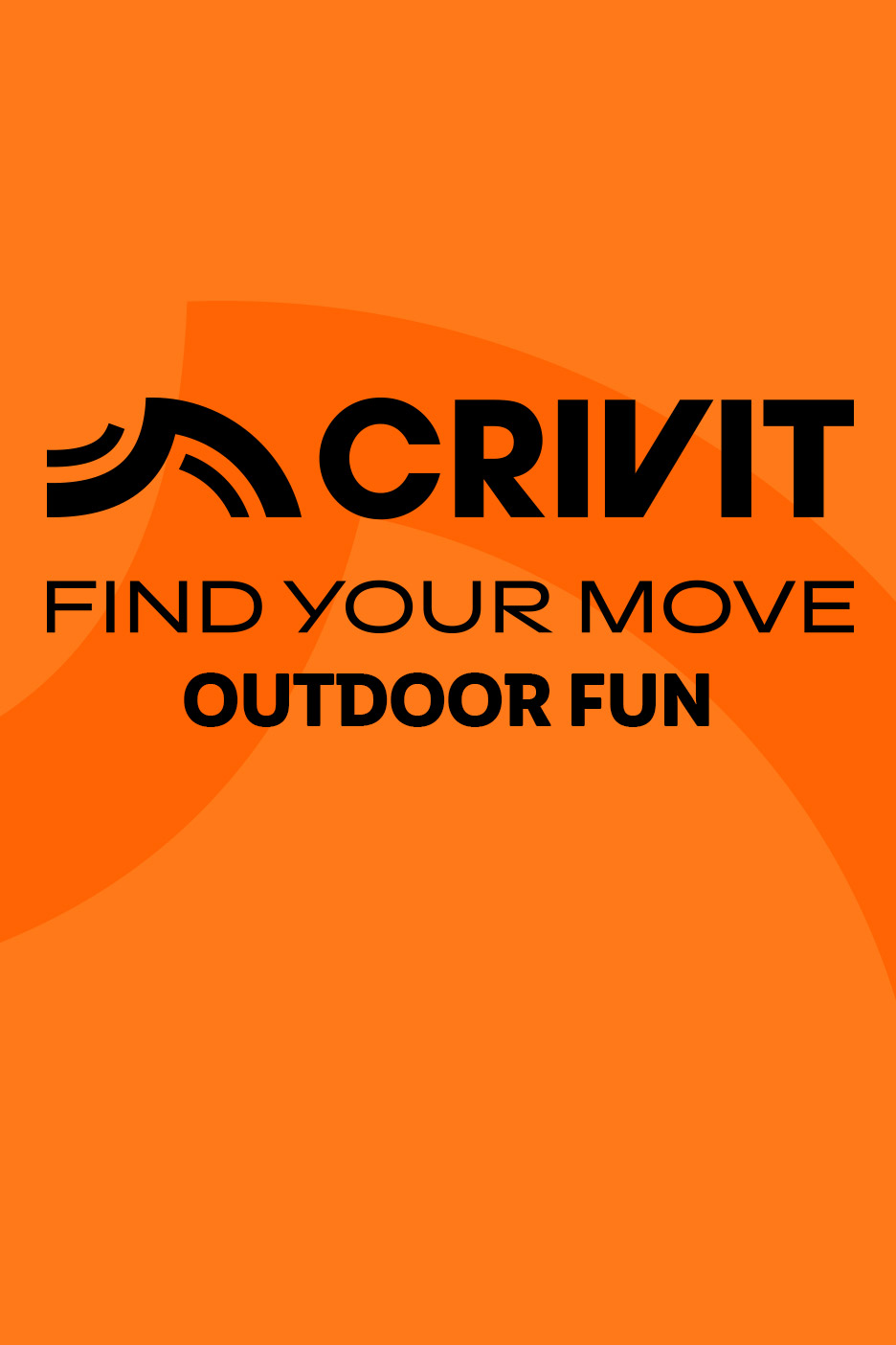 Orange background with a stylized logo and text: 'FIND YOUR MOVE OUTDOOR FUN'