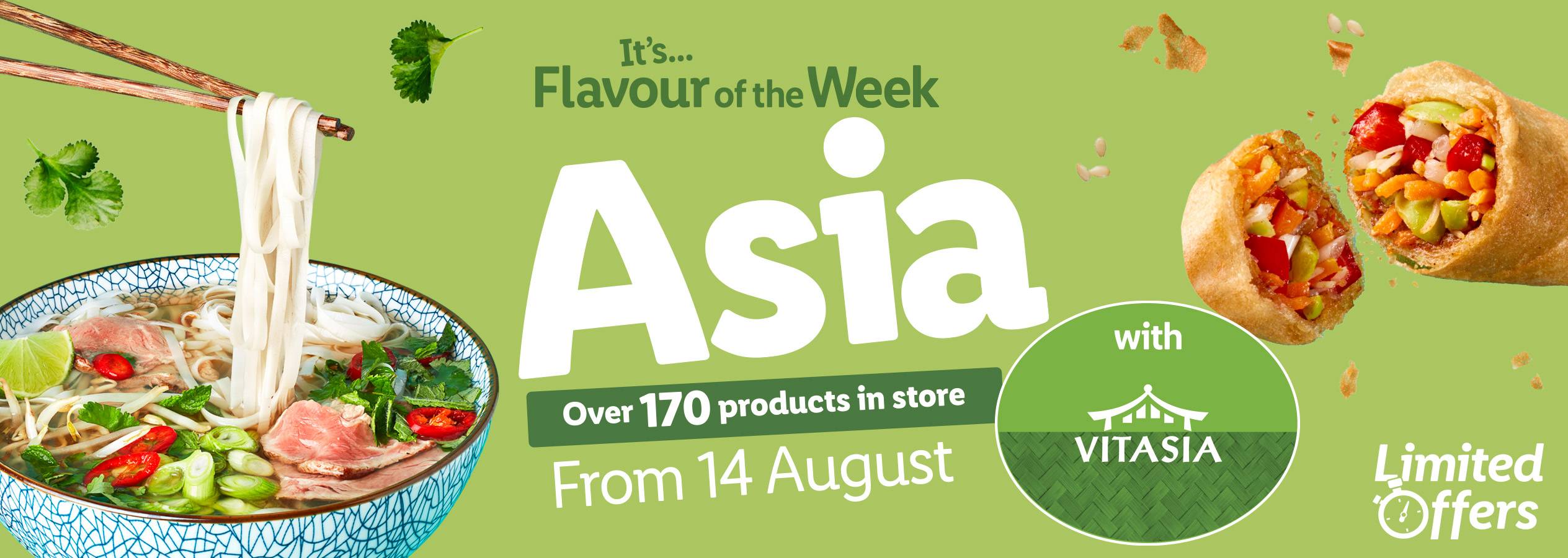 Vietnamese pho and Asian spring rolls; Vitasia's Asia Flavour of the Week, starting August 14th.
