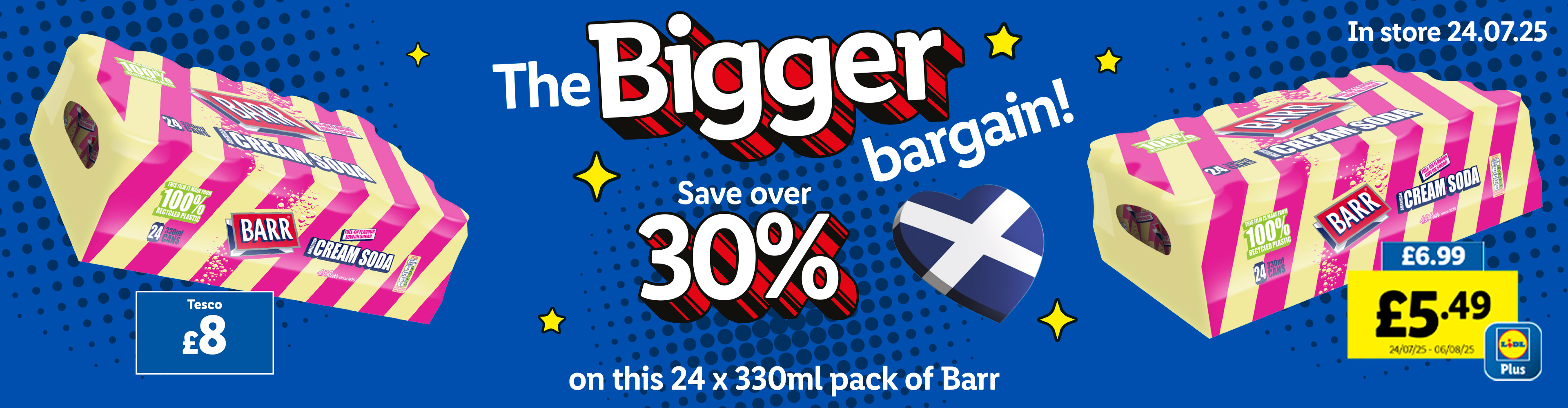 Lidl Plus sale: Save over 30% on a 24-pack of Barr Cream Soda.