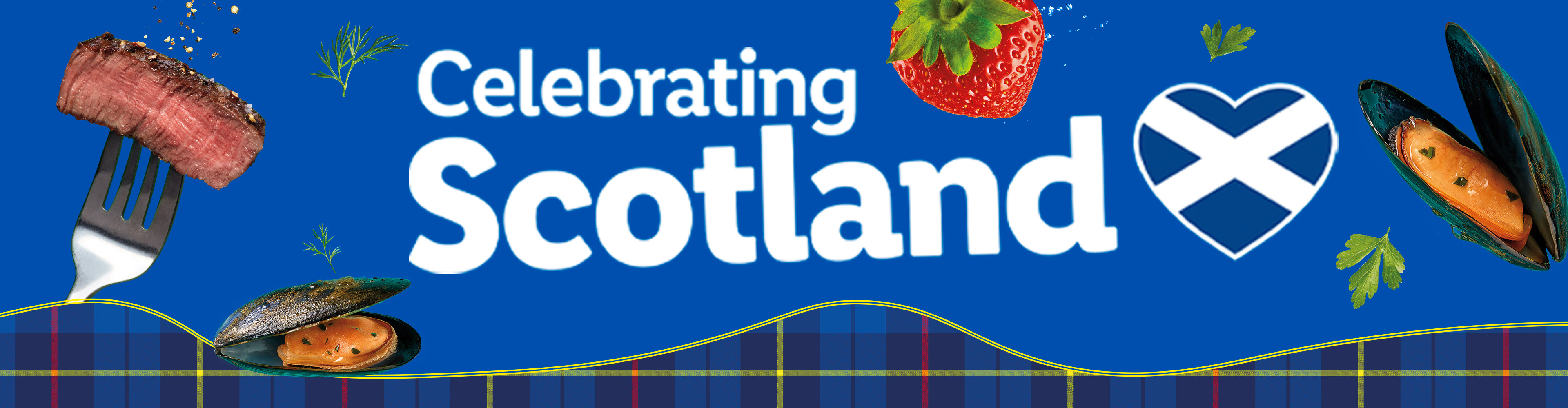 Celebrating Scotland with delicious steak, mussels, and strawberries.