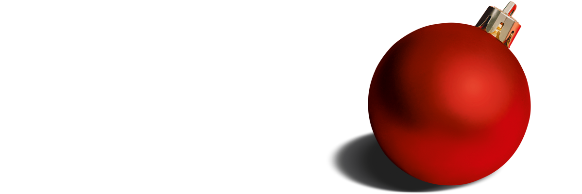 A single red Christmas ornament with a silver top on a red background.