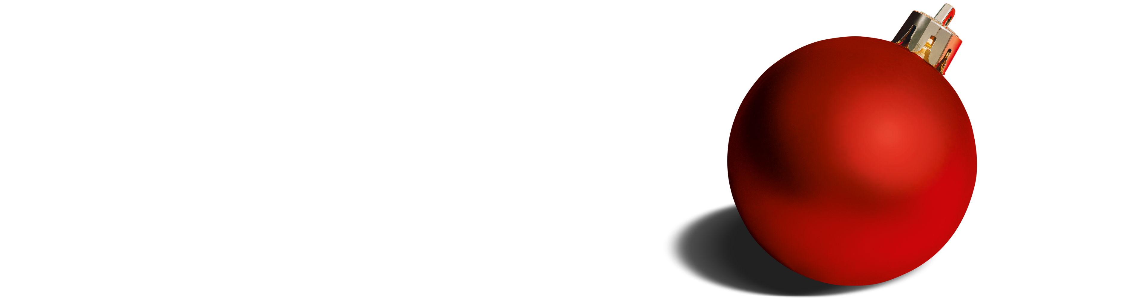 A single red Christmas bauble with a metallic top and a shadow.