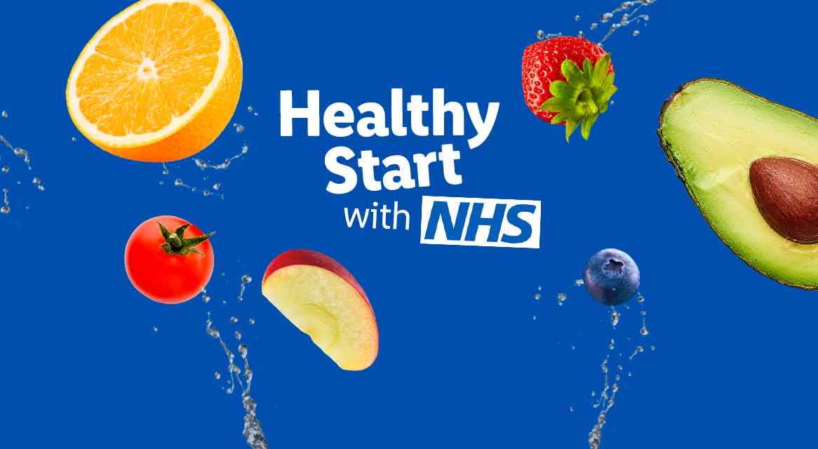 Healthy Start with NHS: fruits and vegetables.
