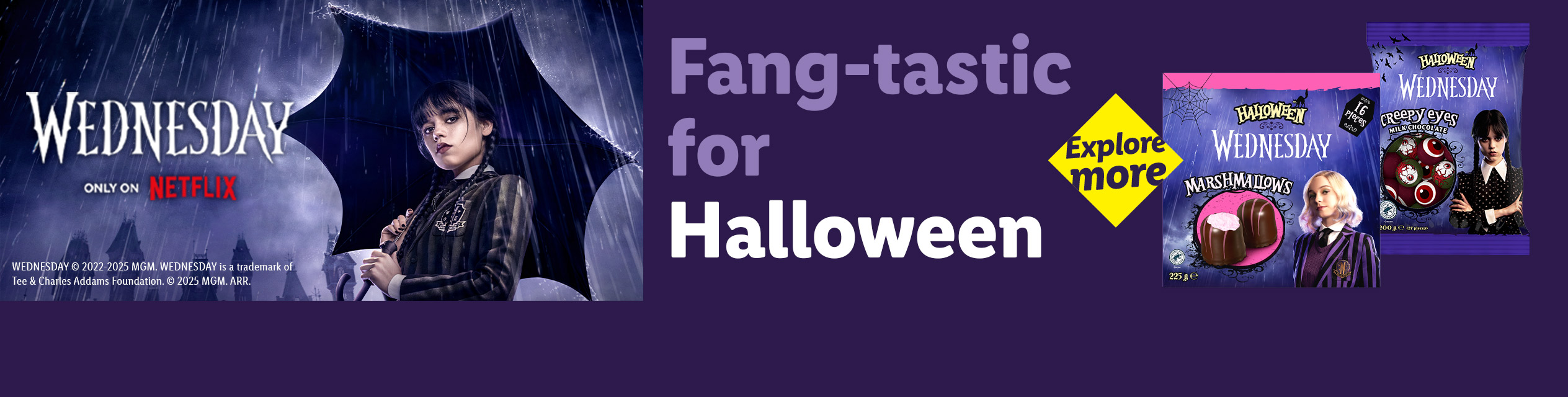 Wednesday Netflix series promotion with Halloween marshmallows.