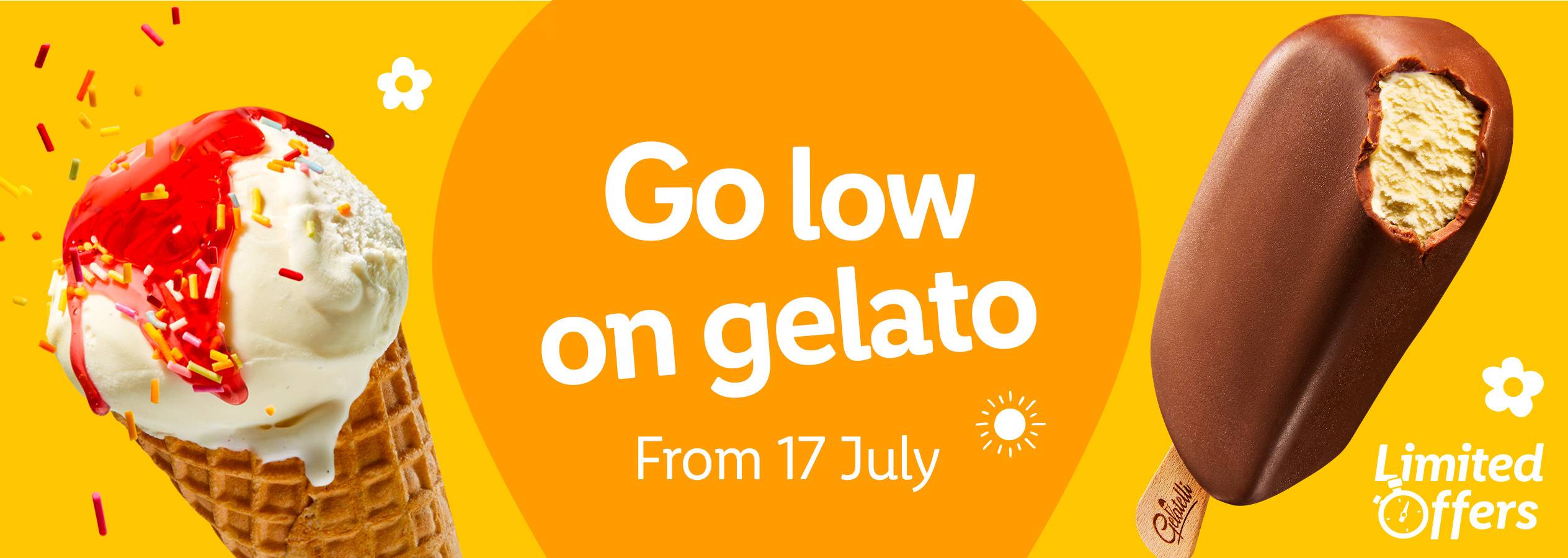 Gelatelli ice cream cones and bars are on sale from July 17th. Limited time offer.