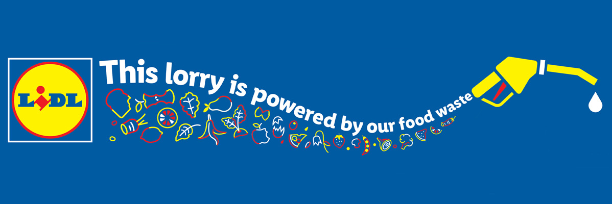 LIDL: Lorry powered by food waste.