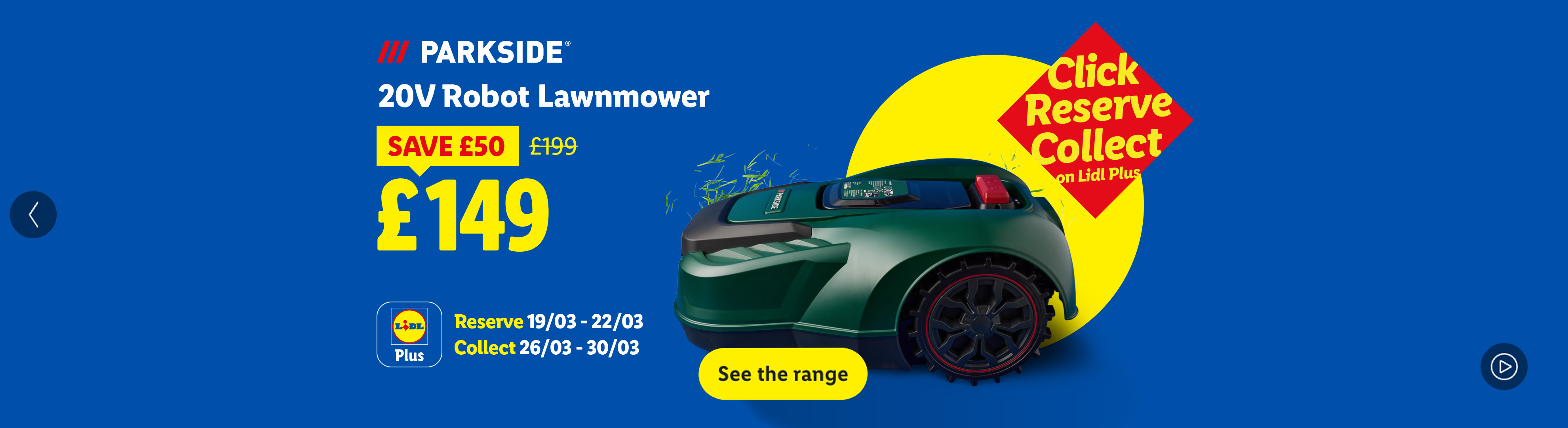 20V Robot Lawnmower for £149, save £50, reserve and collect with Lidl Plus.