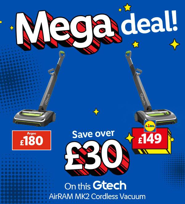 Lidl's Gtech AirRAM MK2 cordless vacuum is on mega deal, saving over £30 compared to Argos.