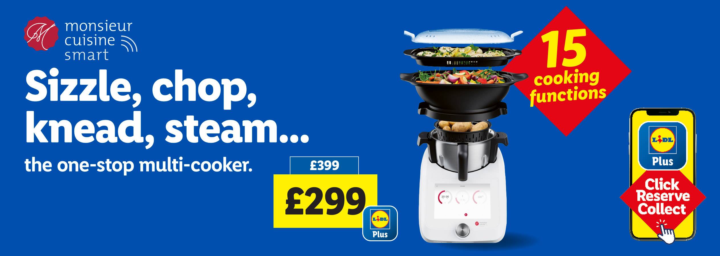 Lidl Monsieur Cuisine Smart multi-cooker with 15 functions, priced at £299.