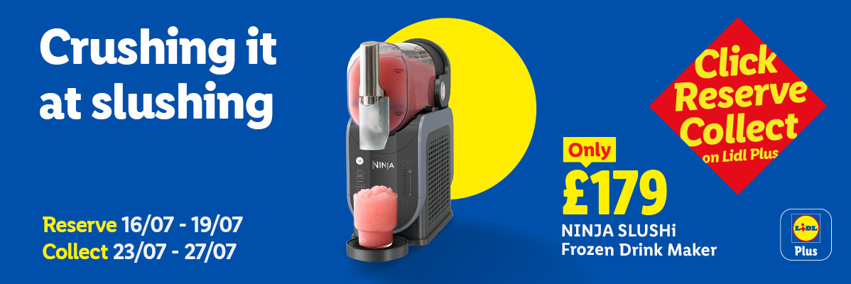 A frozen drink maker with a red slushie, priced at £179, available for reserve and collect.