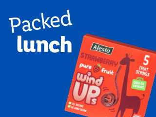 Alesto Wind Up's Strawberry fruit strings, ideal for packed lunches.