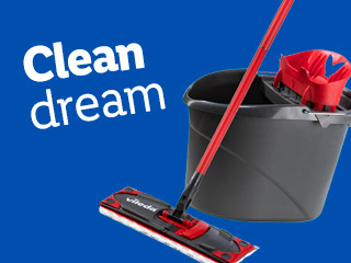 Vileda mop and bucket with the text 'Clean dream'.