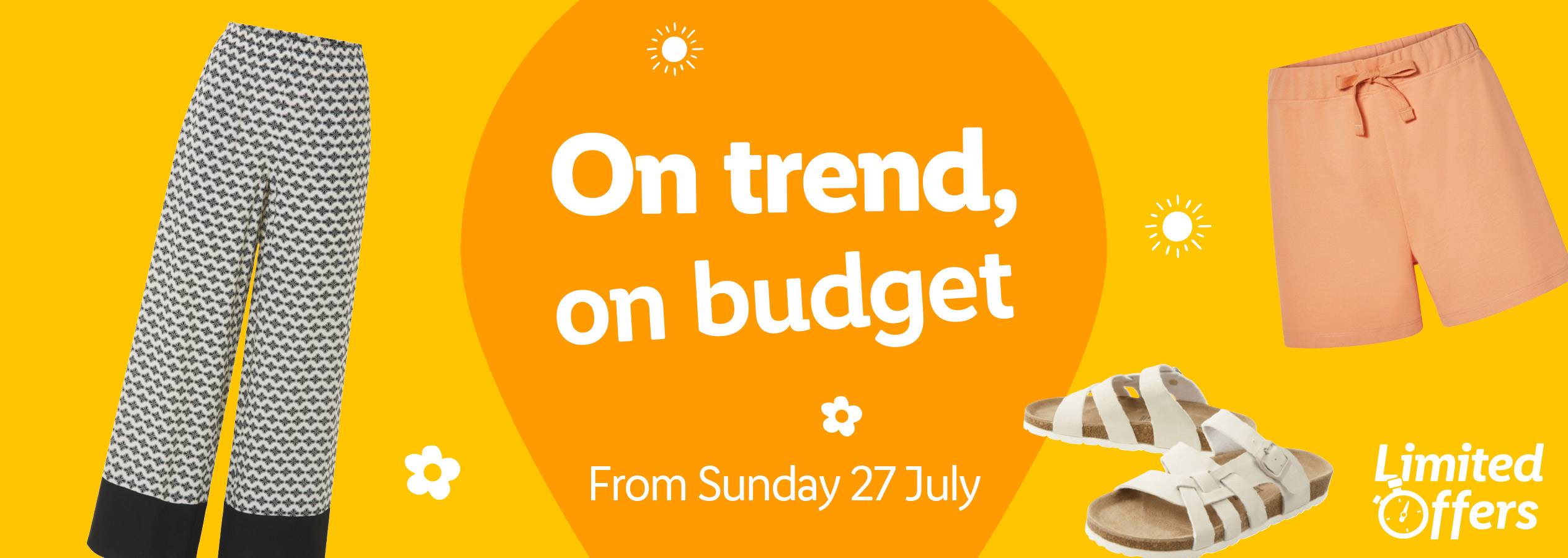 On-trend summer clothing and sandals on sale from July 27th.