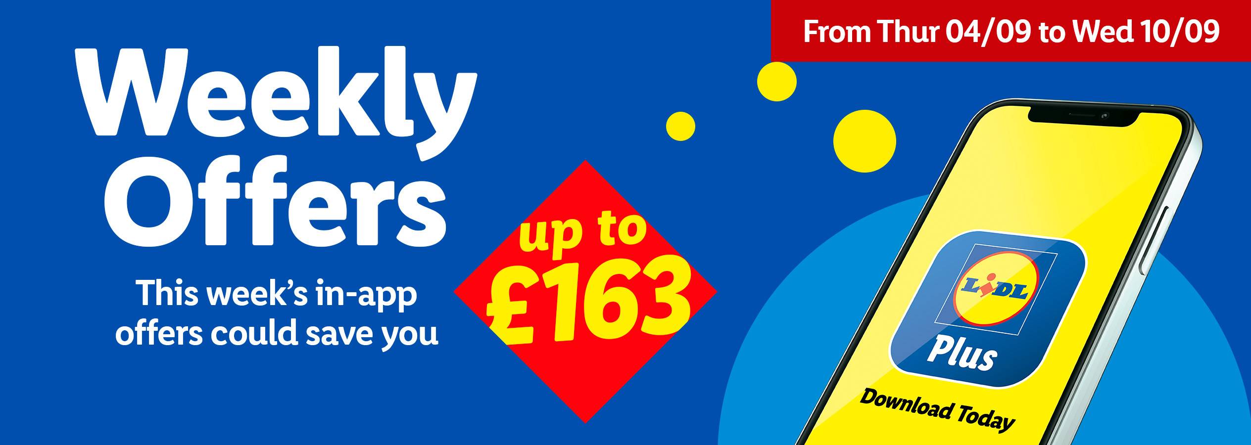 Lidl app promotion for weekly offers, saving up to £163.