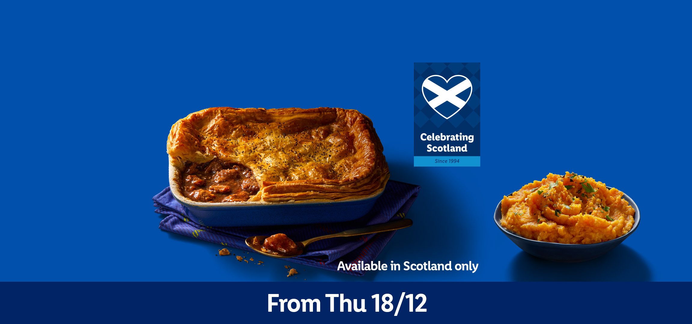 Lidl's Scottish beef pie and mashed neeps, available from Thursday 18/12, Scotland only.