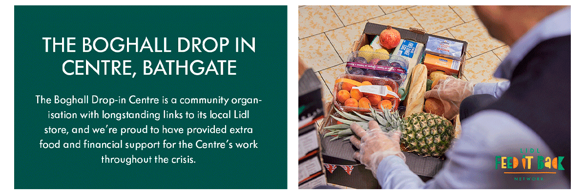 Lidl food and fruit in a box for the Boggall centre.